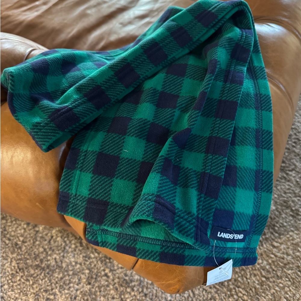 Lands' End Green Plaid Blanket
